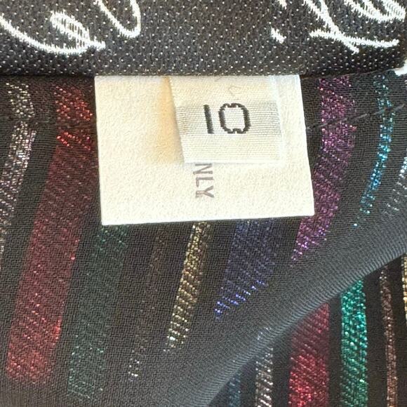 Christa New York Vintage Metallic Striped Velvet Gown Maxi Shirt Dress Size 10 - Picture 9 of 16